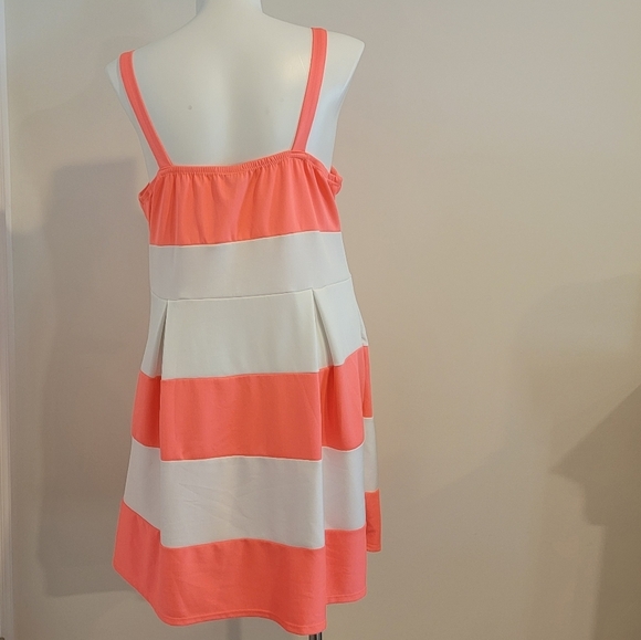 Rue 21 Hot Pink and White Striped Pleated Bow Dress - Picture 5 of 7